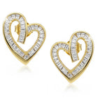 Peora Baguette Stone Heart Shape Earrings