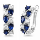 Peora Silver CZ Studded Blue Hoop Earrings