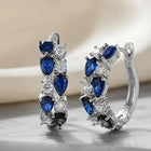 Peora Silver CZ Studded Blue Hoop Earrings