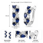 Peora Silver CZ Studded Blue Hoop Earrings