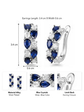 Peora Silver CZ Studded Blue Hoop Earrings