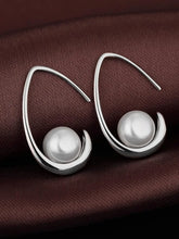 Peora Silver Fluid Pearl Hook Earrings