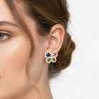 Peora Gold Multi Colour Stone Stud Earrings