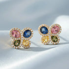 Peora Gold Multi Colour Stone Stud Earrings