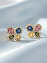 Peora Gold Multi Colour Stone Stud Earrings