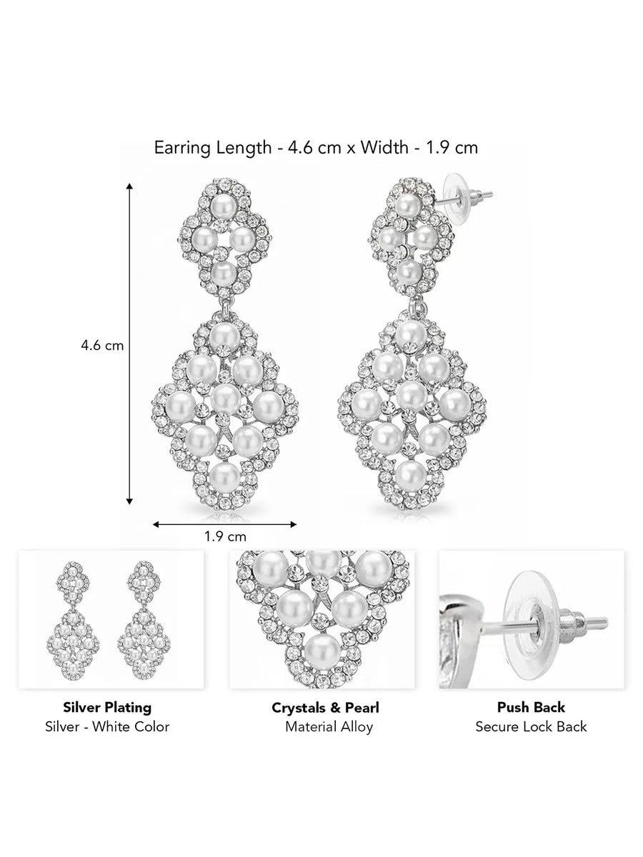 Peora Statement Pearl CZ Cluster Earrings