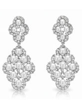 Peora Statement Pearl CZ Cluster Earrings