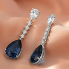 Peora Silver Teardrop Earrings with Blue Stone