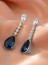 Peora Silver Teardrop Earrings with Blue Stone