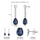 Peora Silver Teardrop Earrings with Blue Stone