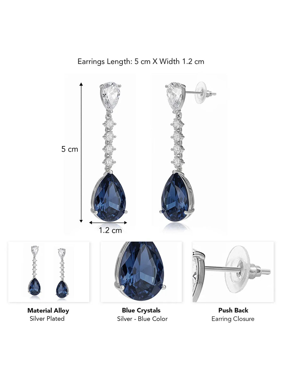 Peora Silver Teardrop Earrings with Blue Stone