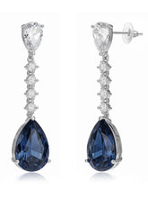 Peora Silver Teardrop Earrings with Blue Stone