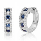 Peora Silver CZ And Blue Stone Hoop Earrings