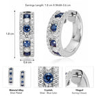 Peora Silver CZ And Blue Stone Hoop Earrings