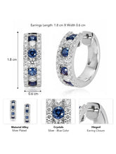 Peora Silver CZ And Blue Stone Hoop Earrings