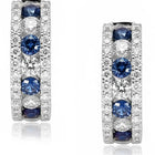 Peora Silver CZ And Blue Stone Hoop Earrings