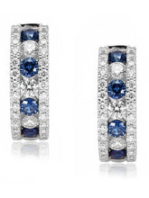 Peora Silver CZ And Blue Stone Hoop Earrings