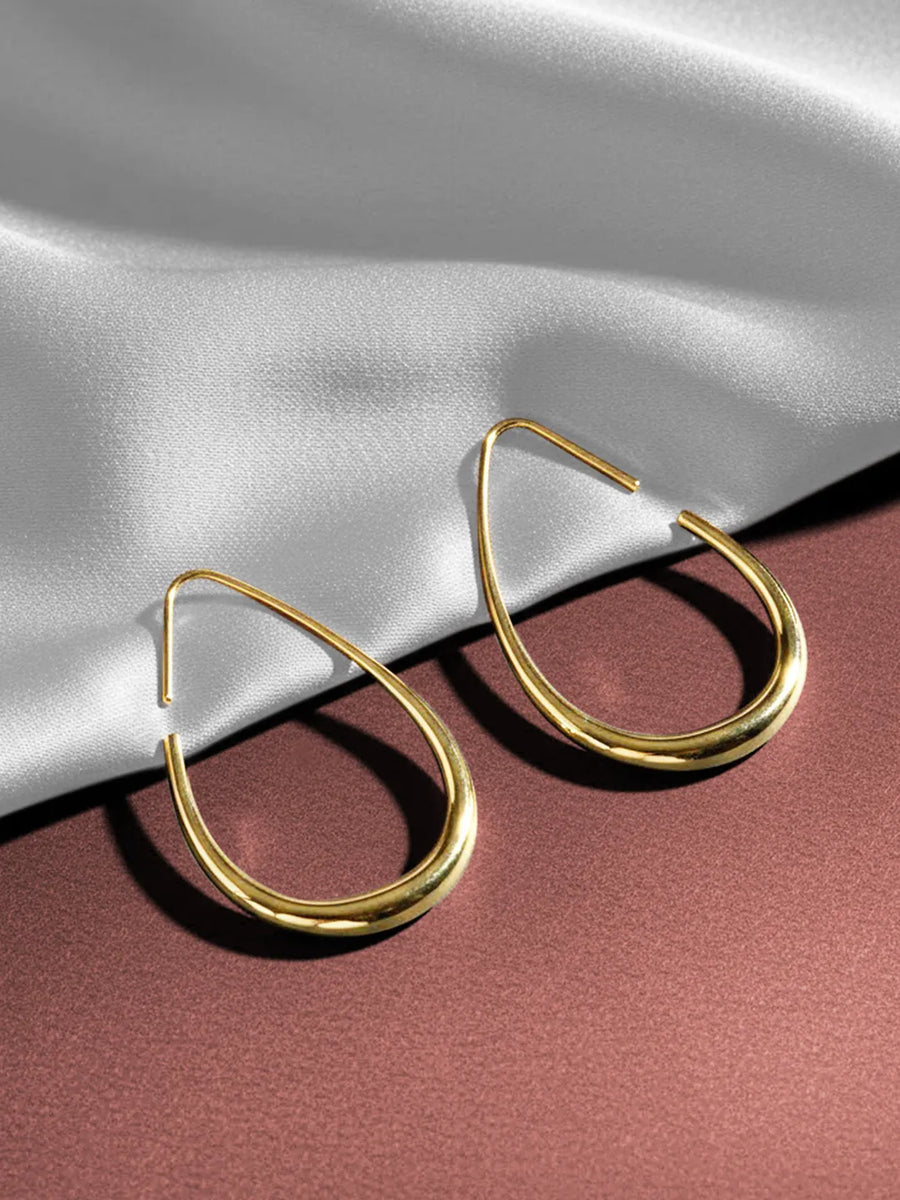 Peora Gold Fluid Shape Hoop Earrings