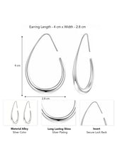 Peora Silver Fluid Shape Hoop Earrings