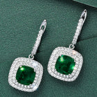 Peora Emerald Green Halo Cushion Earrings