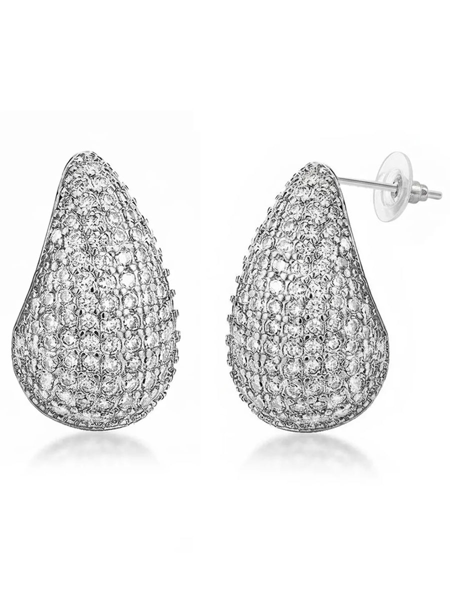 Peora LumiDrop Silver CZ Teardrop Stud Earrings