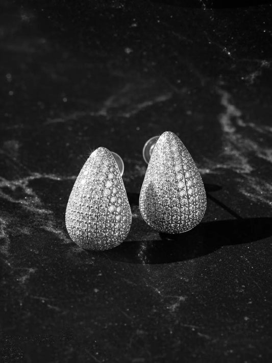 Peora LumiDrop Silver CZ Teardrop Stud Earrings