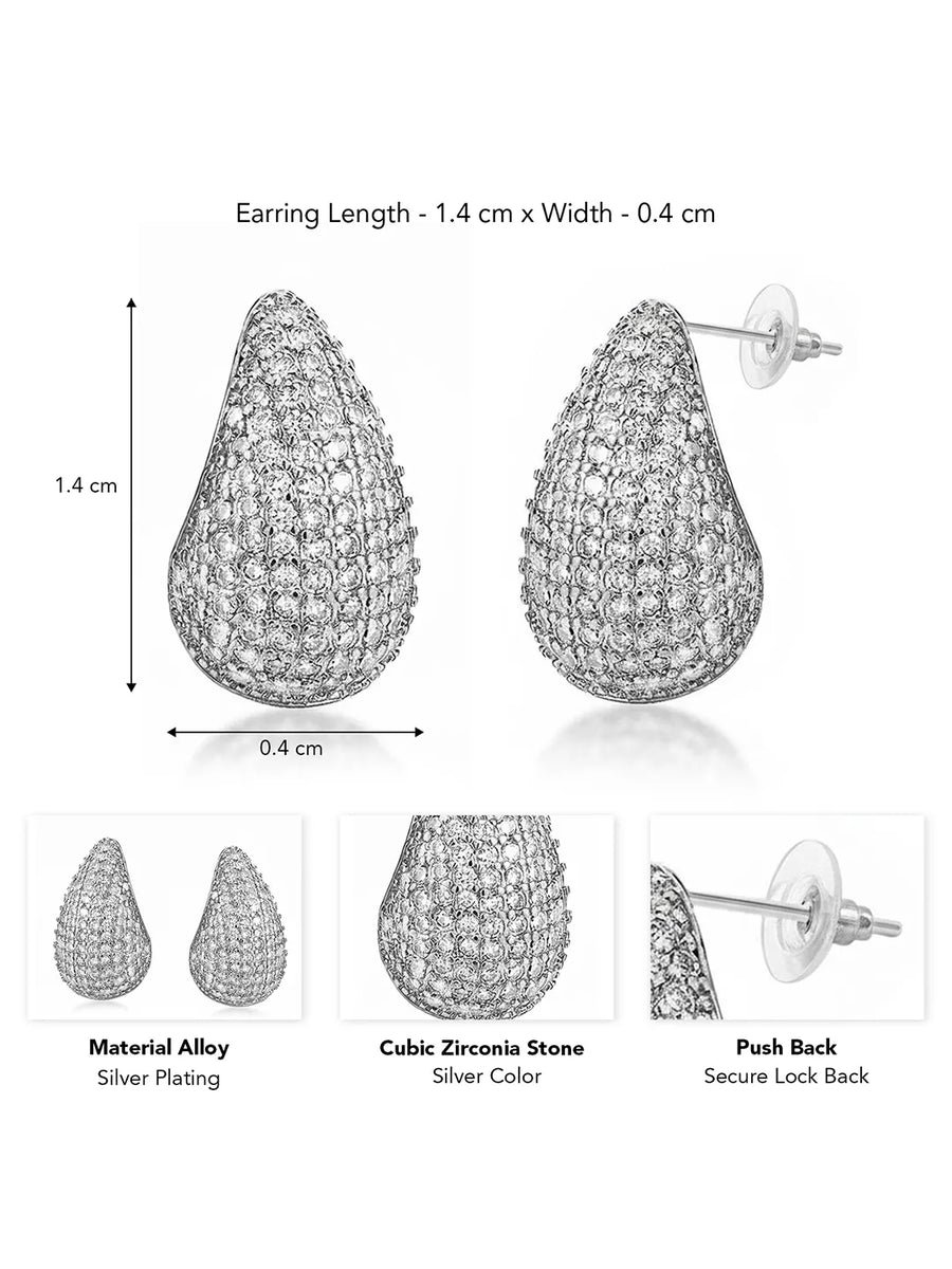 Peora LumiDrop Silver CZ Teardrop Stud Earrings