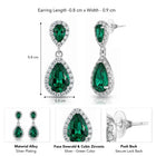 Peora Emerald Drop Halo Silver Earrings
