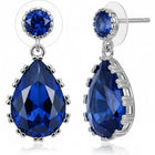 Peora Silver Crystal Chic Blue Drop Earrings