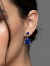 Peora Silver Crystal Chic Blue Drop Earrings