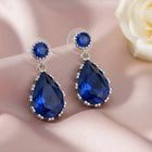 Peora Silver Crystal Chic Blue Drop Earrings