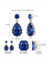 Peora Silver Crystal Chic Blue Drop Earrings