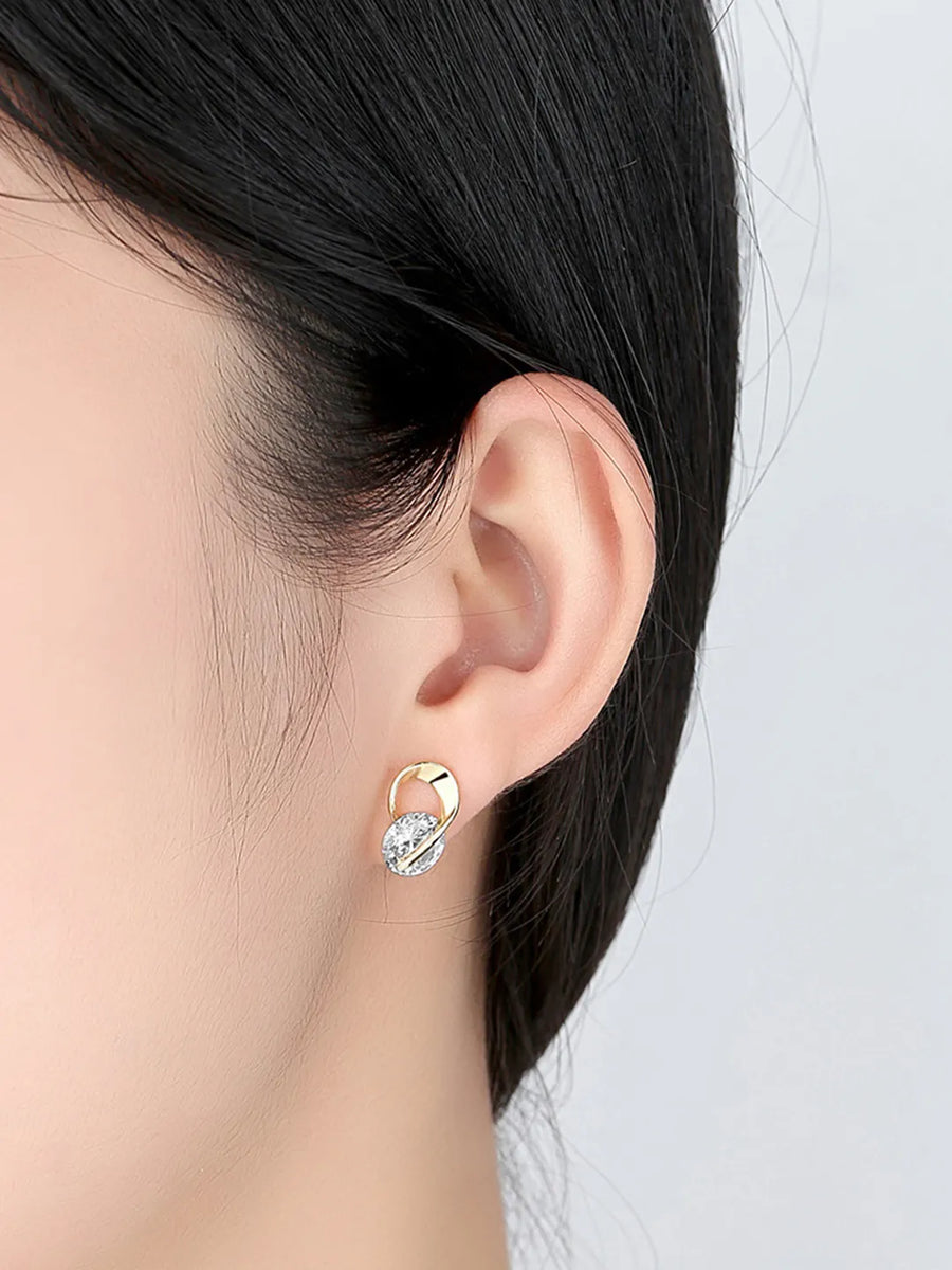 Peora Solitaire Drop Gold Stud Earrings