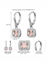 Peora Pink Gem Halo Silver Drop Earrings