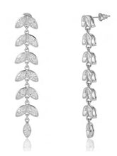 Peora Chic Silver Leaf Drop Earrings