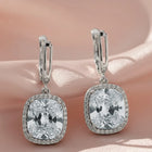 Peora Silver Statement Cushion Drop Earrings