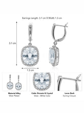 Peora Silver Statement Cushion Drop Earrings
