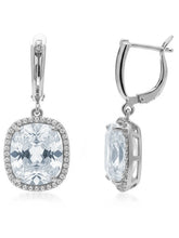 Peora Silver Statement Cushion Drop Earrings
