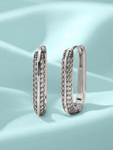 Peora Silver Oval Crystal Hoop Earrings