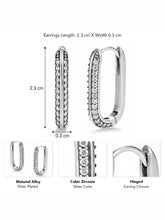 Peora Silver Oval Crystal Hoop Earrings