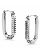 Peora Silver Oval Crystal Hoop Earrings
