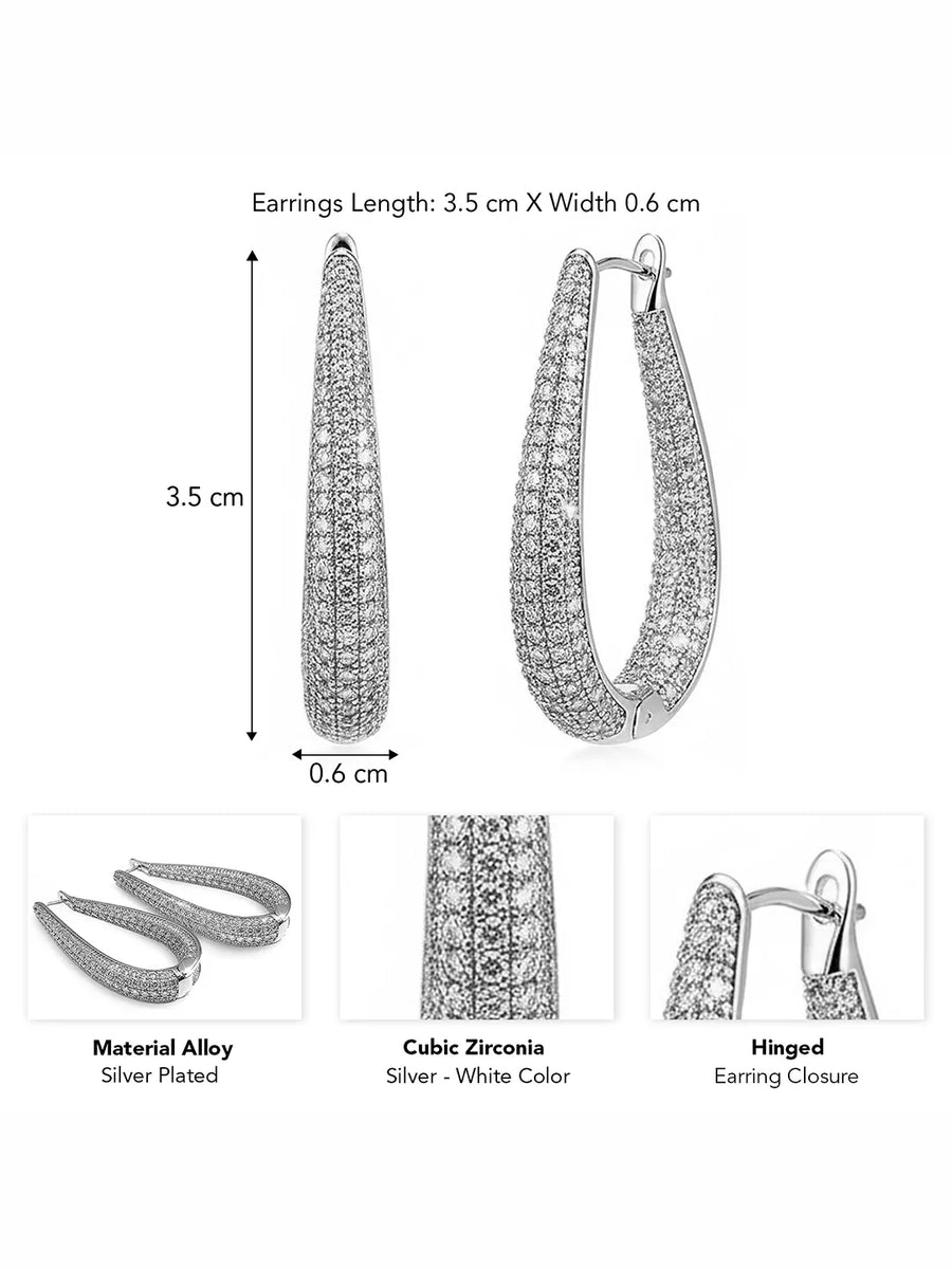 Peora Sparkling CZ Pave Oval Hoop Earrings