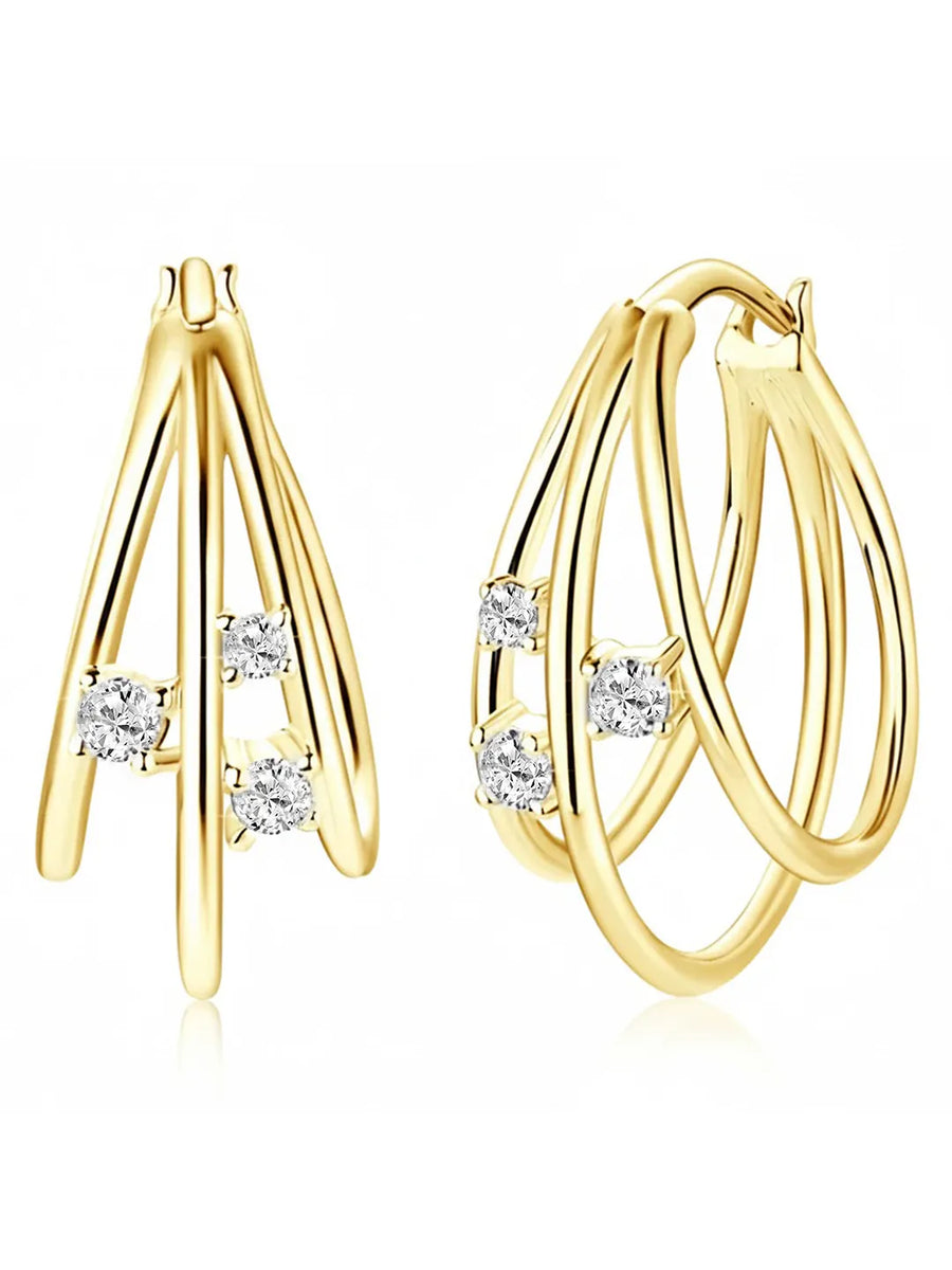 Peora CZ Accent Layered Gold Hoops