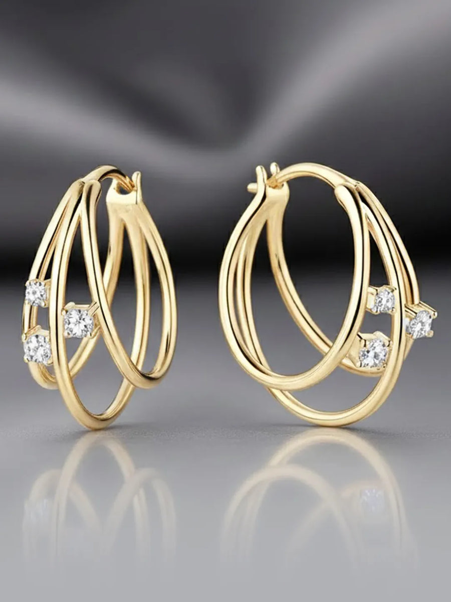Peora CZ Accent Layered Gold Hoops