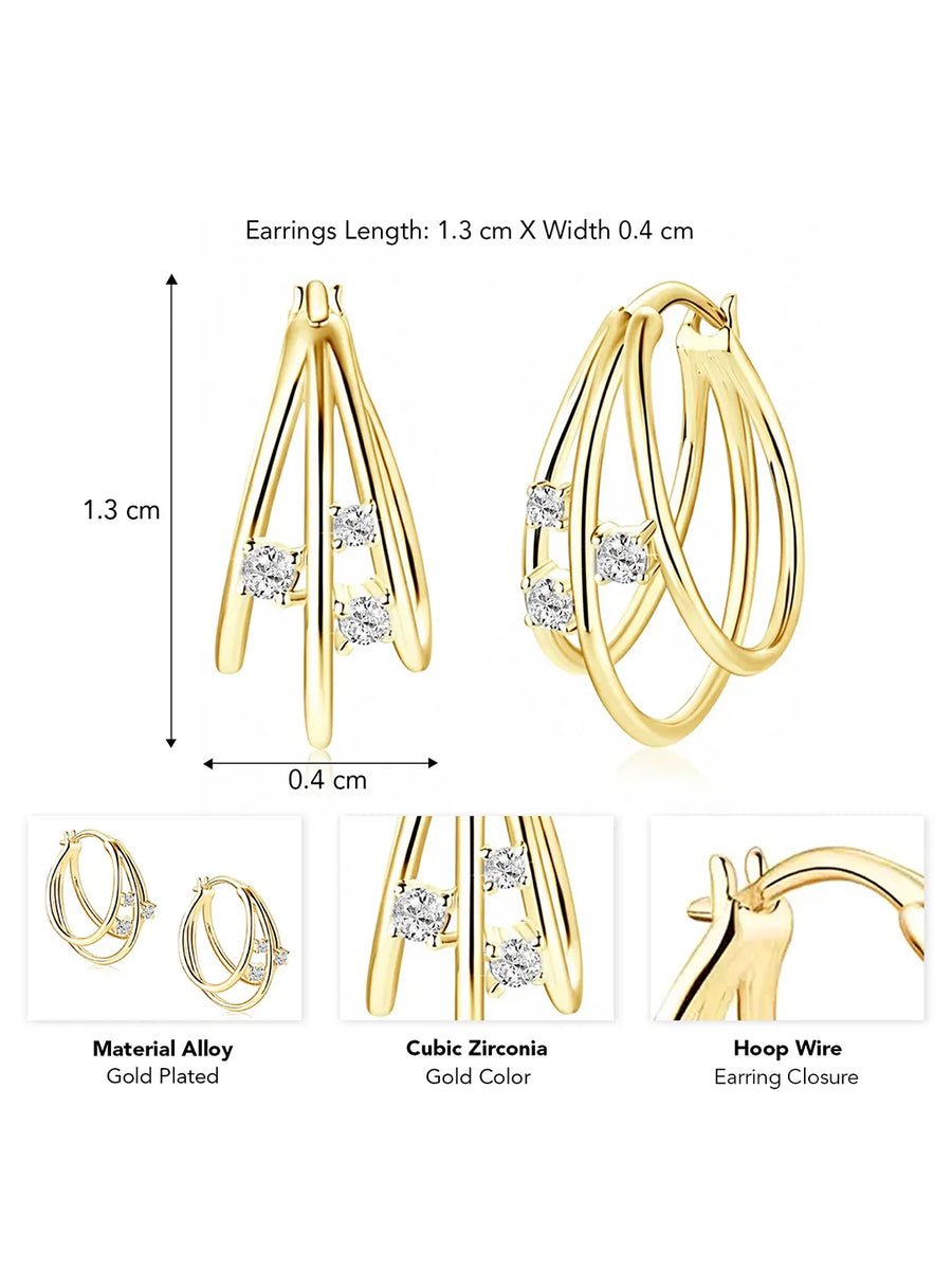 Peora CZ Accent Layered Gold Hoops