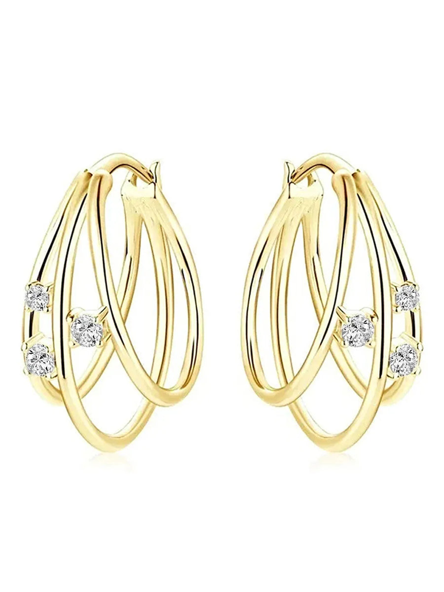 Peora CZ Accent Layered Gold Hoops