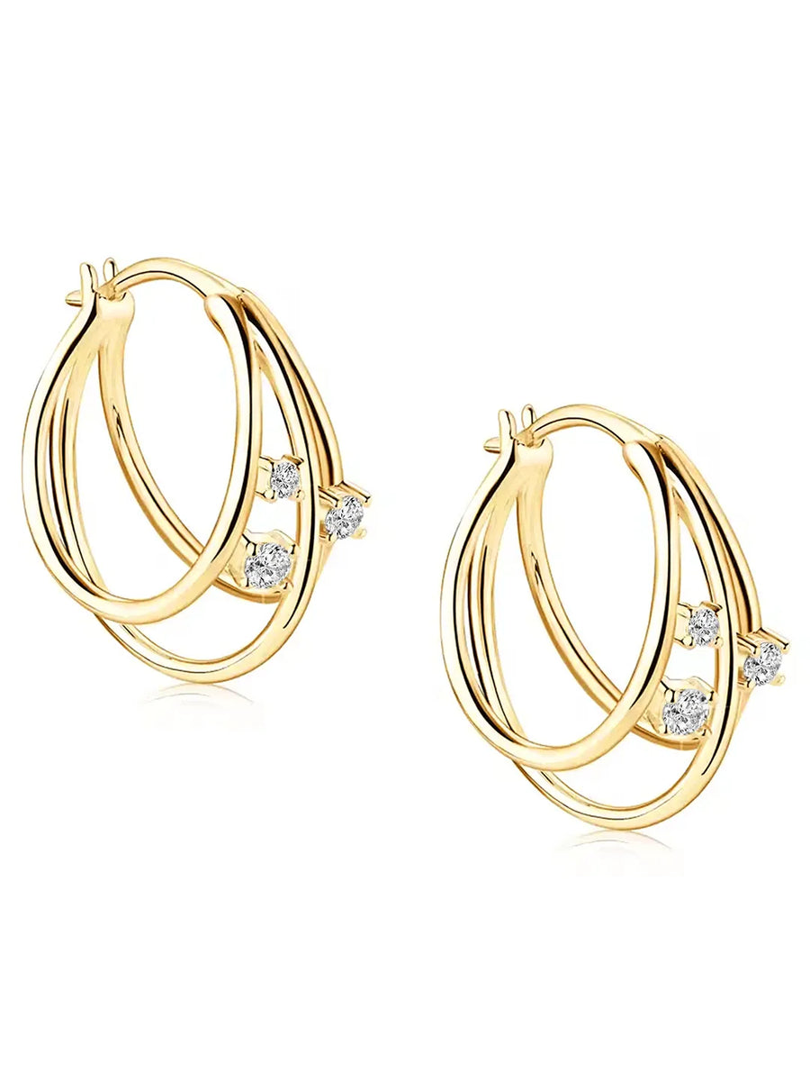 Peora CZ Accent Layered Gold Hoops