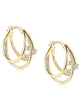 Peora CZ Accent Layered Gold Hoops