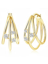 Peora CZ Accent Layered Gold Hoops