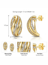 Peora CZ Accent Gold Twist Stud Earrings